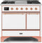 ILVE 40-Inch Majestic II Dual Fuel Range with 6 Sealed Burners and Griddle - 3.82 cu. ft. Oven - Copper Trim in White (UMD10FDQNS3WHP)