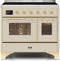 ILVE 40-Inch Majestic II induction Range with 6 Elements - 3.82 cu. ft. Oven - Brass Trim in Antique White (UMDI10NS3AWG)