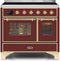 ILVE 40-Inch Majestic II induction Range with 6 Elements - 3.82 cu. ft. Oven - Brass Trim in Burgundy (UMDI10NS3BUG)