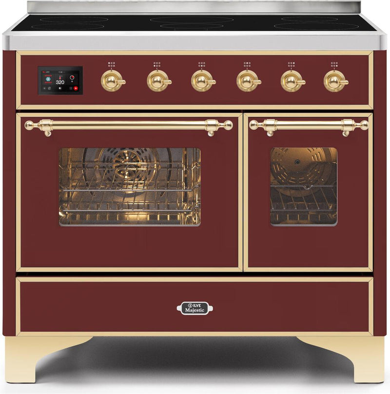 ILVE 40" Majestic II induction Range with 6 Elements - 3.82 cu. ft. Oven - Brass Trim in Burgundy (UMDI10NS3BUG) Ranges ILVE 