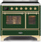 ILVE 40-Inch Majestic II induction Range with 6 Elements - 3.82 cu. ft. Oven - Brass Trim in Emerald Green (UMDI10NS3EGG)