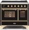 ILVE 40-Inch Majestic II induction Range with 6 Elements - 3.82 cu. ft. Oven - Brass Trim in Glossy Black (UMDI10NS3BKG)