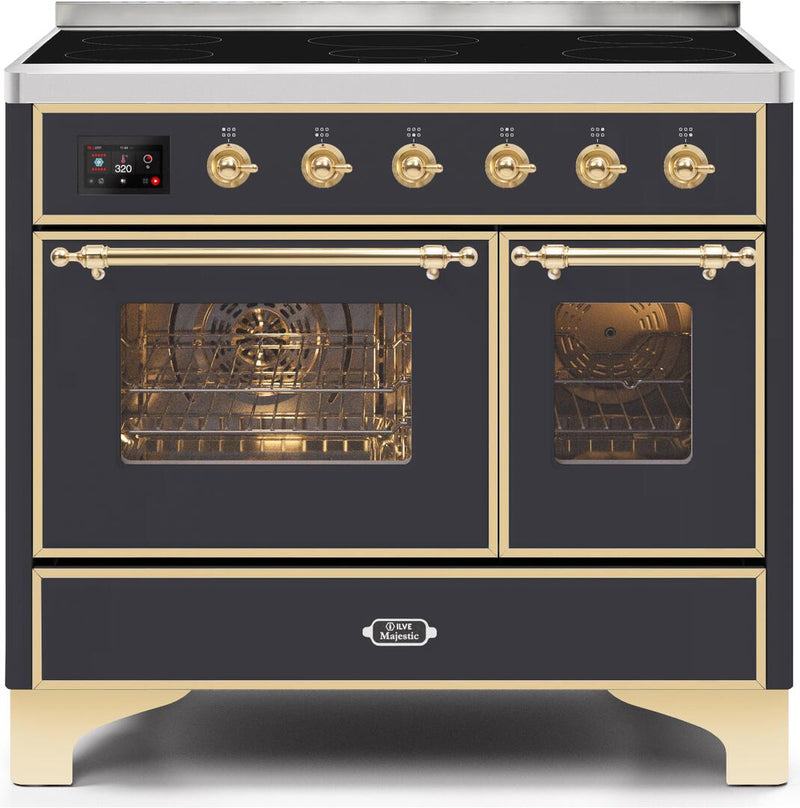 ILVE 40" Majestic II induction Range with 6 Elements - 3.82 cu. ft. Oven - Brass Trim in Matte Graphite (UMDI10NS3MGG) Ranges ILVE 