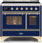 ILVE 40-Inch Majestic II induction Range with 6 Elements - 3.82 cu. ft. Oven - Brass Trim in Midnight Blue (UMDI10NS3MBG)