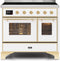 ILVE 40-Inch Majestic II induction Range with 6 Elements - 3.82 cu. ft. Oven - Brass Trim in White (UMDI10NS3WHG)