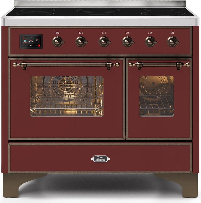 ILVE 40" Majestic II induction Range with 6 Elements - 3.82 cu. ft. Oven - Bronze Trim in Burgundy (UMDI10NS3BUB) Ranges ILVE 