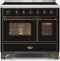 ILVE 40-Inch Majestic II induction Range with 6 Elements - 3.82 cu. ft. Oven - Bronze Trim in Glossy Black (UMDI10NS3BKB)