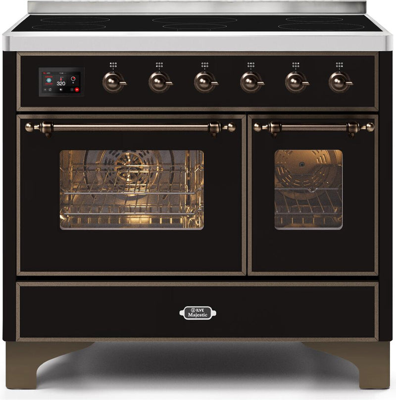 ILVE 40" Majestic II induction Range with 6 Elements - 3.82 cu. ft. Oven - Bronze Trim in Glossy Black (UMDI10NS3BKB) Ranges ILVE 