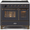 ILVE 40-Inch Majestic II induction Range with 6 Elements - 3.82 cu. ft. Oven - Bronze Trim in Matte Graphite (UMDI10NS3MGB)