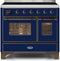 ILVE 40-Inch Majestic II induction Range with 6 Elements - 3.82 cu. ft. Oven - Bronze Trim in Midnight Blue (UMDI10NS3MBB)