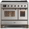ILVE 40-Inch Majestic II induction Range with 6 Elements - 3.82 cu. ft. Oven - Bronze Trim in Stainless Steel (UMDI10NS3SSB)