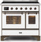 ILVE 40-Inch Majestic II induction Range with 6 Elements - 3.82 cu. ft. Oven - Bronze Trim in White (UMDI10NS3WHB)