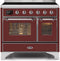 ILVE 40-Inch Majestic II induction Range with 6 Elements - 3.82 cu. ft. Oven - Chrome Trim in Burgundy (UMDI10NS3BUC)