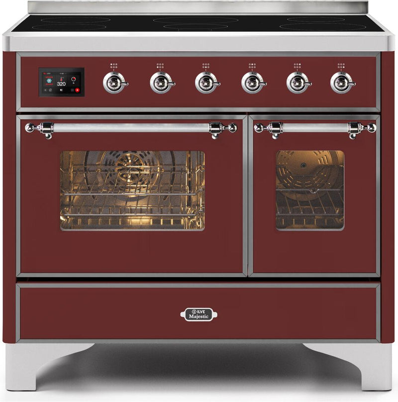 ILVE 40" Majestic II induction Range with 6 Elements - 3.82 cu. ft. Oven - Chrome Trim in Burgundy (UMDI10NS3BUC) Ranges ILVE 