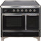 ILVE 40-Inch Majestic II induction Range with 6 Elements - 3.82 cu. ft. Oven - Chrome Trim in Glossy Black (UMDI10NS3BKC)