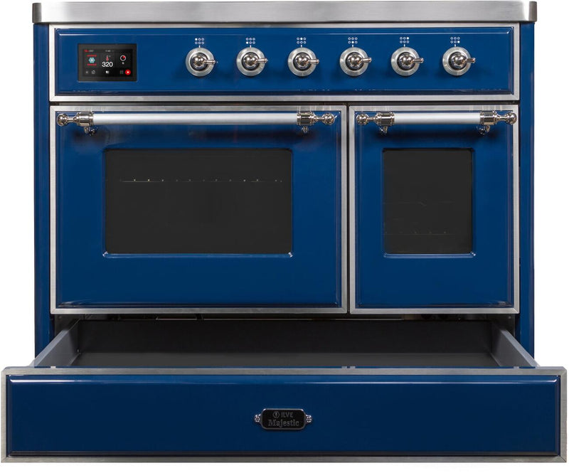 ILVE 40" Majestic II induction Range with 6 Elements - 3.82 cu. ft. Oven - Chrome Trim in Midnight Blue (UMDI10NS3MBC) Ranges ILVE 