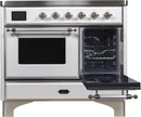 ILVE 40" Majestic II induction Range with 6 Elements - 3.82 cu. ft. Oven - Chrome Trim in White (UMDI10NS3WHC) Ranges ILVE 