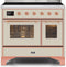 ILVE 40-Inch Majestic II induction Range with 6 Elements - 3.82 cu. ft. Oven - Copper Trim in Antique White (UMDI10NS3AWP)
