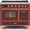 ILVE 40-Inch Majestic II induction Range with 6 Elements - 3.82 cu. ft. Oven - Copper Trim in Burgundy (UMDI10NS3BUP)