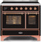 ILVE 40-Inch Majestic II induction Range with 6 Elements - 3.82 cu. ft. Oven - Copper Trim in Glossy Black (UMDI10NS3BKP)