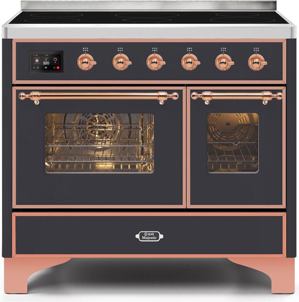 ILVE 40" Majestic II induction Range with 6 Elements - 3.82 cu. ft. Oven - Copper Trim in Matte Graphite (UMDI10NS3MGP) Ranges ILVE 