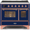 ILVE 40-Inch Majestic II induction Range with 6 Elements - 3.82 cu. ft. Oven - Copper Trim in Midnight Blue (UMDI10NS3MBP)