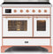 ILVE 40-Inch Majestic II induction Range with 6 Elements - 3.82 cu. ft. Oven - Copper Trim in White (UMDI10NS3WHP)