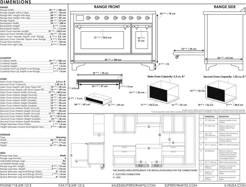 ILVE 40" Majestic II induction Range with 6 Elements - Dual Oven - TFT Control Display in Antique White (UMDI10QNS3AWB) Ranges ILVE 