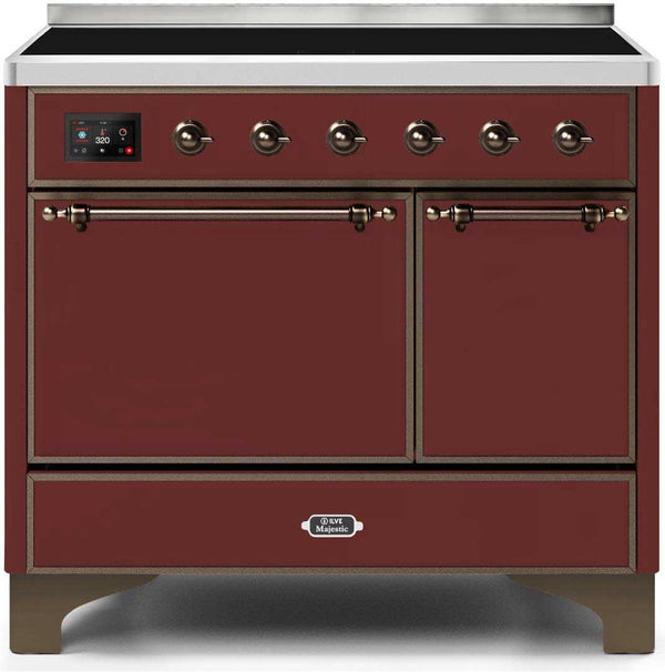 ILVE 40" Majestic II induction Range with 6 Elements - Dual Oven - TFT Control Display in Burgundy (UMDI10QNS3BUB) Ranges ILVE 