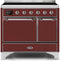 ILVE 40-Inch Majestic II induction Range with 6 Elements - Dual Oven - TFT Control Display in Burgundy (UMDI10QNS3BUC)