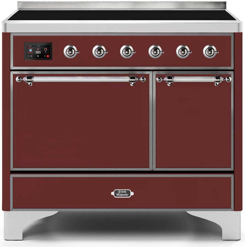 ILVE 40" Majestic II induction Range with 6 Elements - Dual Oven - TFT Control Display in Burgundy (UMDI10QNS3BUC) Ranges ILVE 