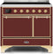 ILVE 40-Inch Majestic II induction Range with 6 Elements - Dual Oven - TFT Control Display in Burgundy (UMDI10QNS3BUG)