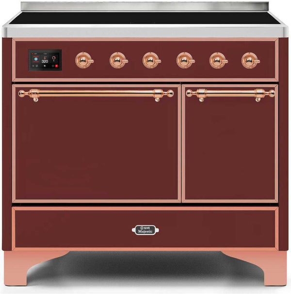 ILVE 40" Majestic II induction Range with 6 Elements - Dual Oven - TFT Control Display in Burgundy (UMDI10QNS3BUP) Ranges ILVE 