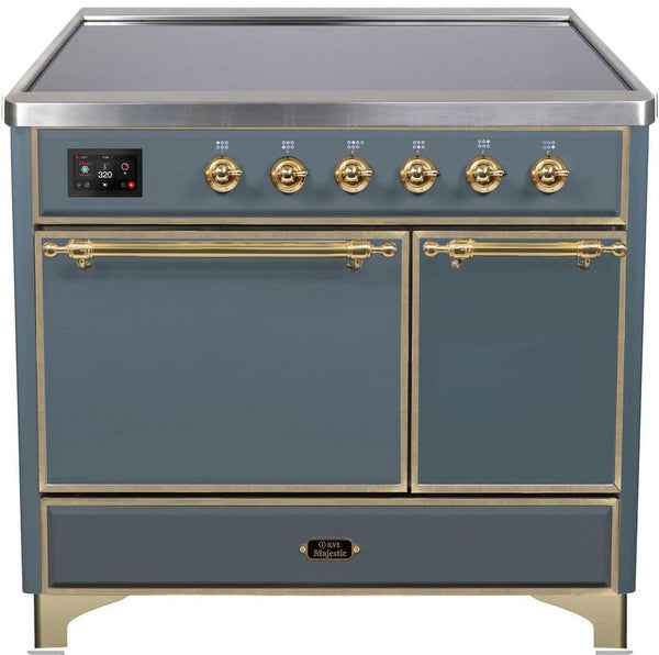 ILVE 40" Majestic II Series Freestanding Electric Double Oven Range with 6 Elements in Blue Grey with Brass Trim (UMDI10QNS3BGG) Ranges ILVE 