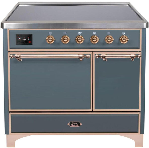 ILVE 40" Majestic II Series Freestanding Electric Double Oven Range with 6 Elements in Blue Grey with Copper Trim (UMDI10QNS3BGP) Ranges ILVE 