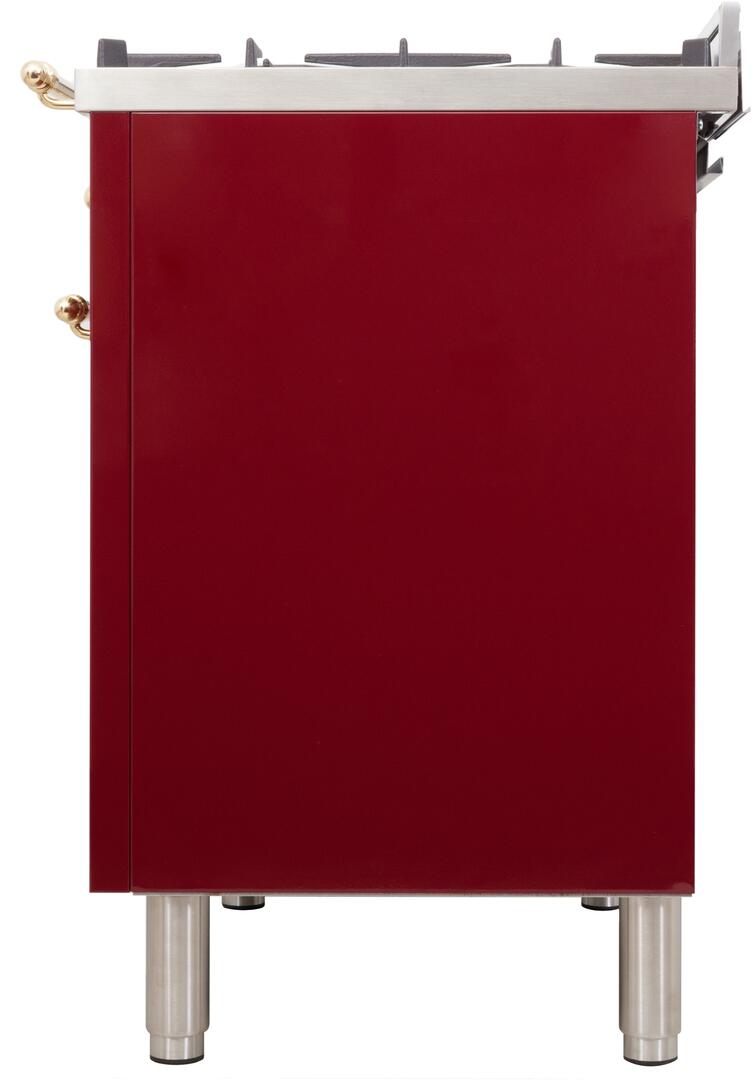 ILVE 40" Nostalgie - Dual Fuel Range with 5 Sealed Brass Burners - 3.55 cu. ft. Oven - Griddle with Brass Trim in Burgundy (UPDN100FDMPRB) Ranges ILVE 