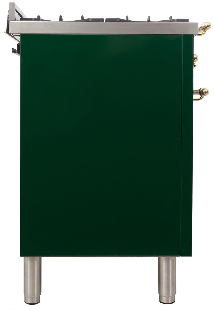 ILVE 40" Nostalgie - Dual Fuel Range with 5 Sealed Brass Burners - 3.55 cu. ft. Oven - Griddle with Brass Trim in Emerald Green (UPDN100FDMPVS) Ranges ILVE 