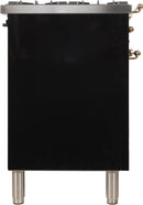 ILVE 40" Nostalgie - Dual Fuel Range with 5 Sealed Brass Burners - 3.55 cu. ft. Oven - Griddle with Brass Trim in Glossy Black (UPDN100FDMPN) Ranges ILVE 