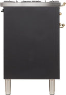 ILVE 40" Nostalgie - Dual Fuel Range with 5 Sealed Brass Burners - 3.55 cu. ft. Oven - Griddle with Brass Trim in Matte Graphite (UPDN100FDMPM) Ranges ILVE 