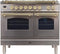 ILVE 40-Inch Nostalgie - Dual Fuel Range with 5 Sealed Brass Burners - 3.55 cu. ft. Oven - Griddle with Brass Trim in Stainless Steel (UPDN100FDMPI)