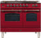 ILVE 40-Inch Nostalgie - Dual Fuel Range with 5 Sealed Brass Burners - 3.55 cu. ft. Oven - Griddle with Bronze Trim in Burgundy (UPDN100FDMPRBY)