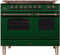 ILVE 40-Inch Nostalgie - Dual Fuel Range with 5 Sealed Brass Burners - 3.55 cu. ft. Oven - Griddle with Bronze Trim in Emerald Green (UPDN100FDMPVSY)