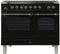 ILVE 40-Inch Nostalgie - Dual Fuel Range with 5 Sealed Brass Burners - 3.55 cu. ft. Oven - Griddle with Bronze Trim in Glossy Black (UPDN100FDMPNY)