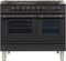 ILVE 40-Inch Nostalgie - Dual Fuel Range with 5 Sealed Brass Burners - 3.55 cu. ft. Oven - Griddle with Bronze Trim in Matte Graphite (UPDN100FDMPMY)