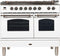 ILVE 40-Inch Nostalgie - Dual Fuel Range with 5 Sealed Brass Burners - 3.55 cu. ft. Oven - Griddle with Bronze Trim in White (UPDN100FDMPBY)