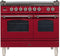 ILVE 40-Inch Nostalgie - Dual Fuel Range with 5 Sealed Brass Burners - 3.55 cu. ft. Oven - Griddle with Chrome Trim in Burgundy (UPDN100FDMPRBX)