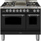 ILVE 40-Inch Nostalgie - Dual Fuel Range with 5 Sealed Brass Burners - 3.55 cu. ft. Oven - Griddle with Chrome Trim in Matte Graphite (UPDN100FDMPMX)