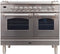 ILVE 40-Inch Nostalgie - Dual Fuel Range with 5 Sealed Brass Burners - 3.55 cu. ft. Oven - Griddle with Chrome Trim in Stainless Steel (UPDN100FDMPIX)