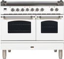 ILVE 40" Nostalgie - Dual Fuel Range with 5 Sealed Brass Burners - 3.55 cu. ft. Oven - Griddle with Chrome Trim in White (UPDN100FDMPBX) Ranges ILVE 