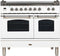 ILVE 40-Inch Nostalgie - Dual Fuel Range with 5 Sealed Brass Burners - 3.55 cu. ft. Oven - Griddle with Chrome Trim in White (UPDN100FDMPBX)
